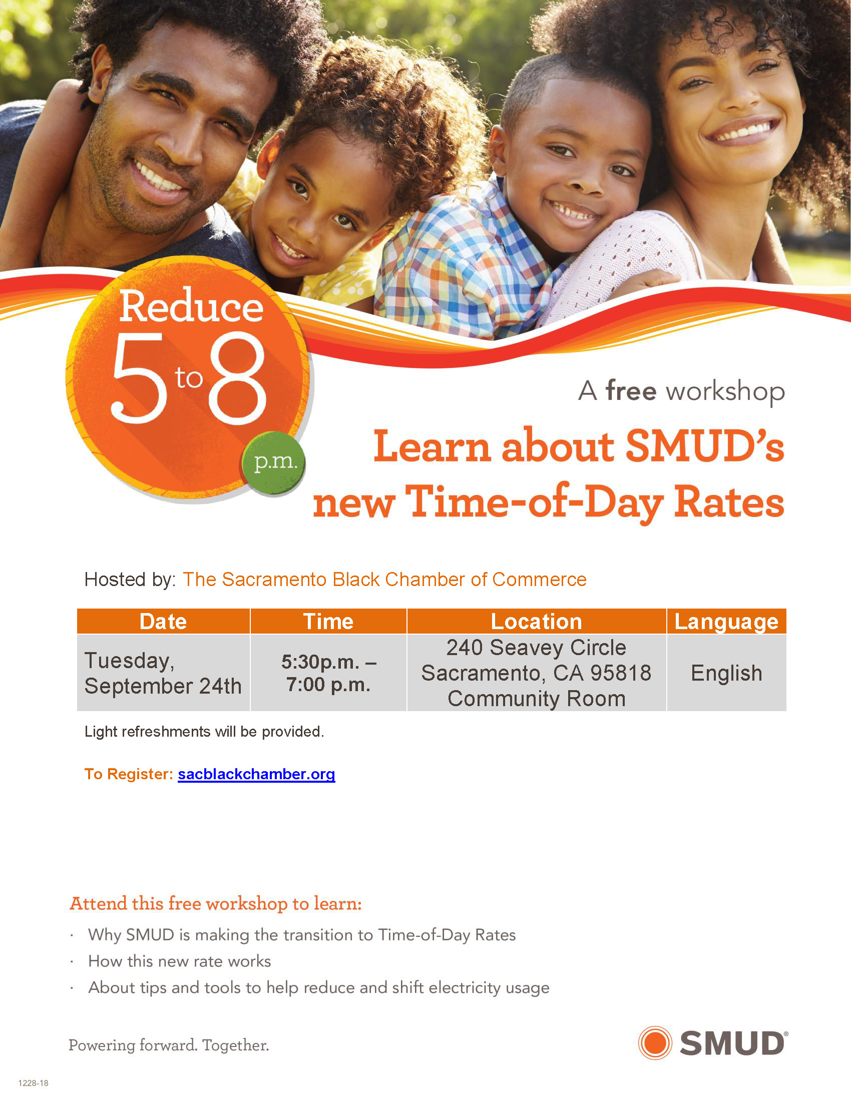 SMUD Time of Day Rates Information Session Sacramento Black Chamber